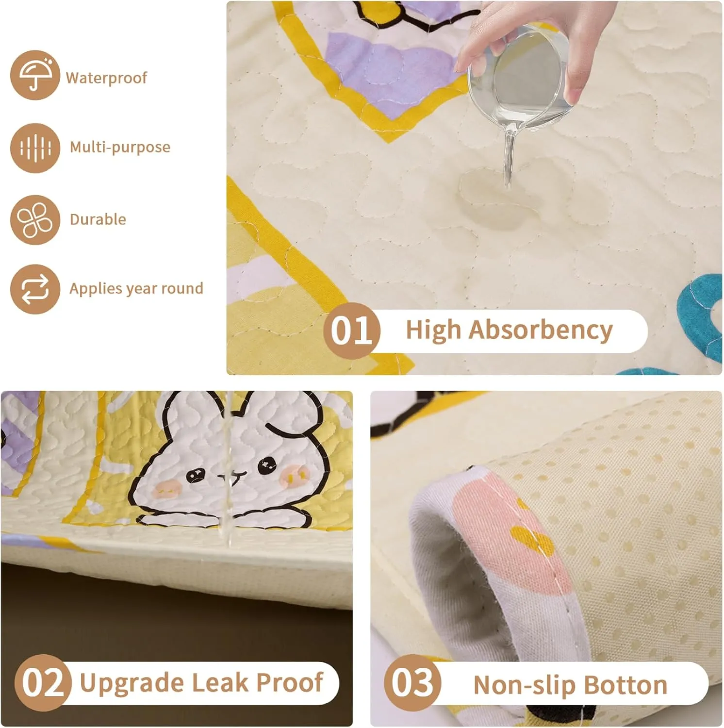 Puppy Playpen Mat Crate Pad, Reusable Dog Pee Pads Washable for Pet Training, Housebreaking, and Incontinence, Waterproof/Anti-Slip/Machine Washable (Animal Kingdom, 38x38 Inch-2 Pack)