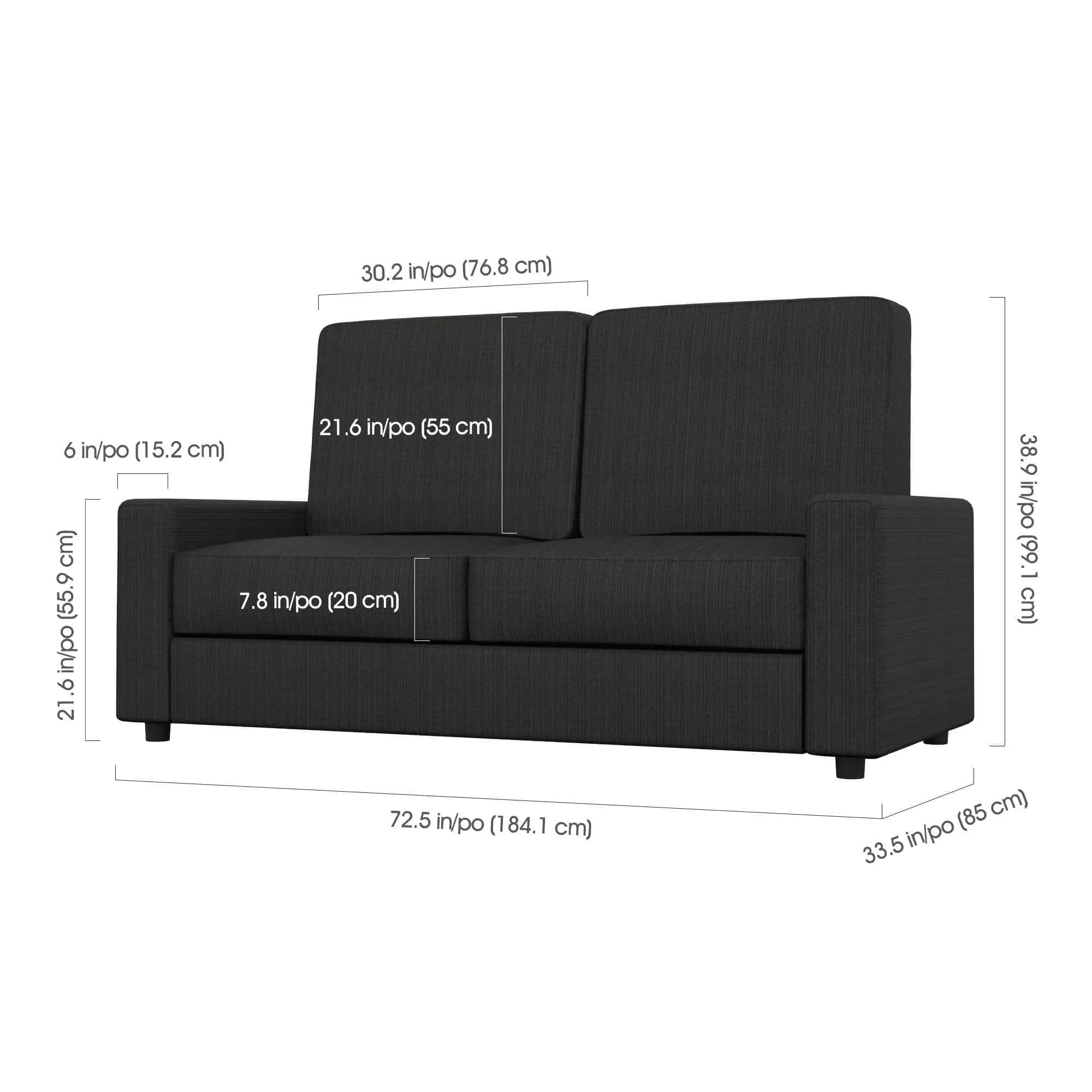Pur Full Murphy Wall Bed, 2 Storage Units and a Sofa in White