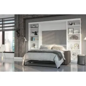 Pur Full Murphy Wall Bed, 2 Storage Units and a Sofa in White