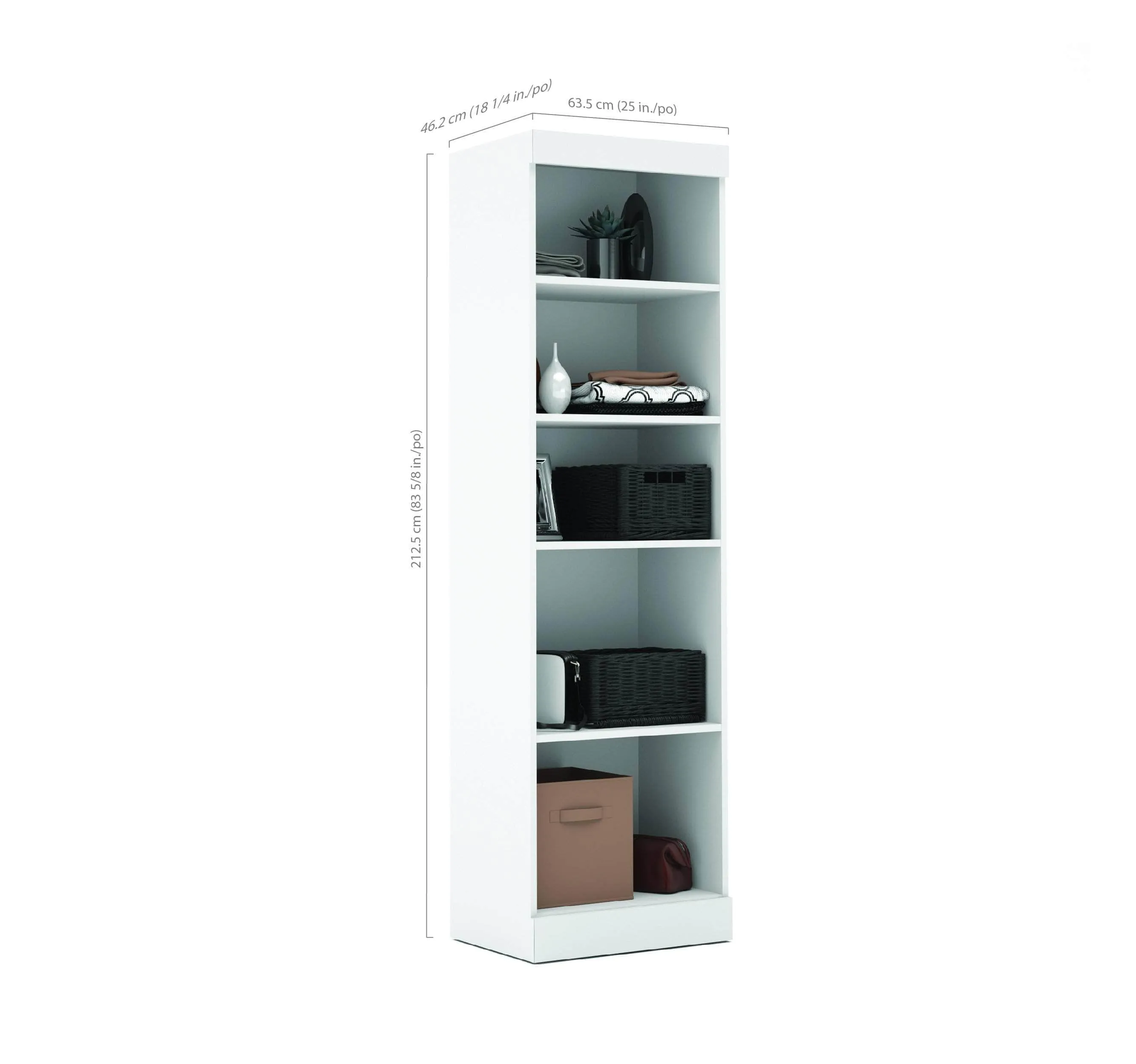 Pur Full Murphy Wall Bed, a Storage Unit and a Sofa (84“) in White