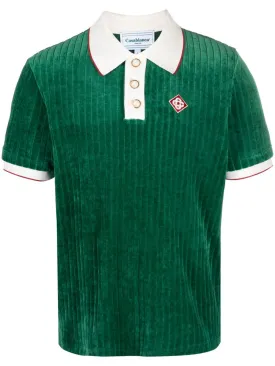 ribbed velvet polo shirt