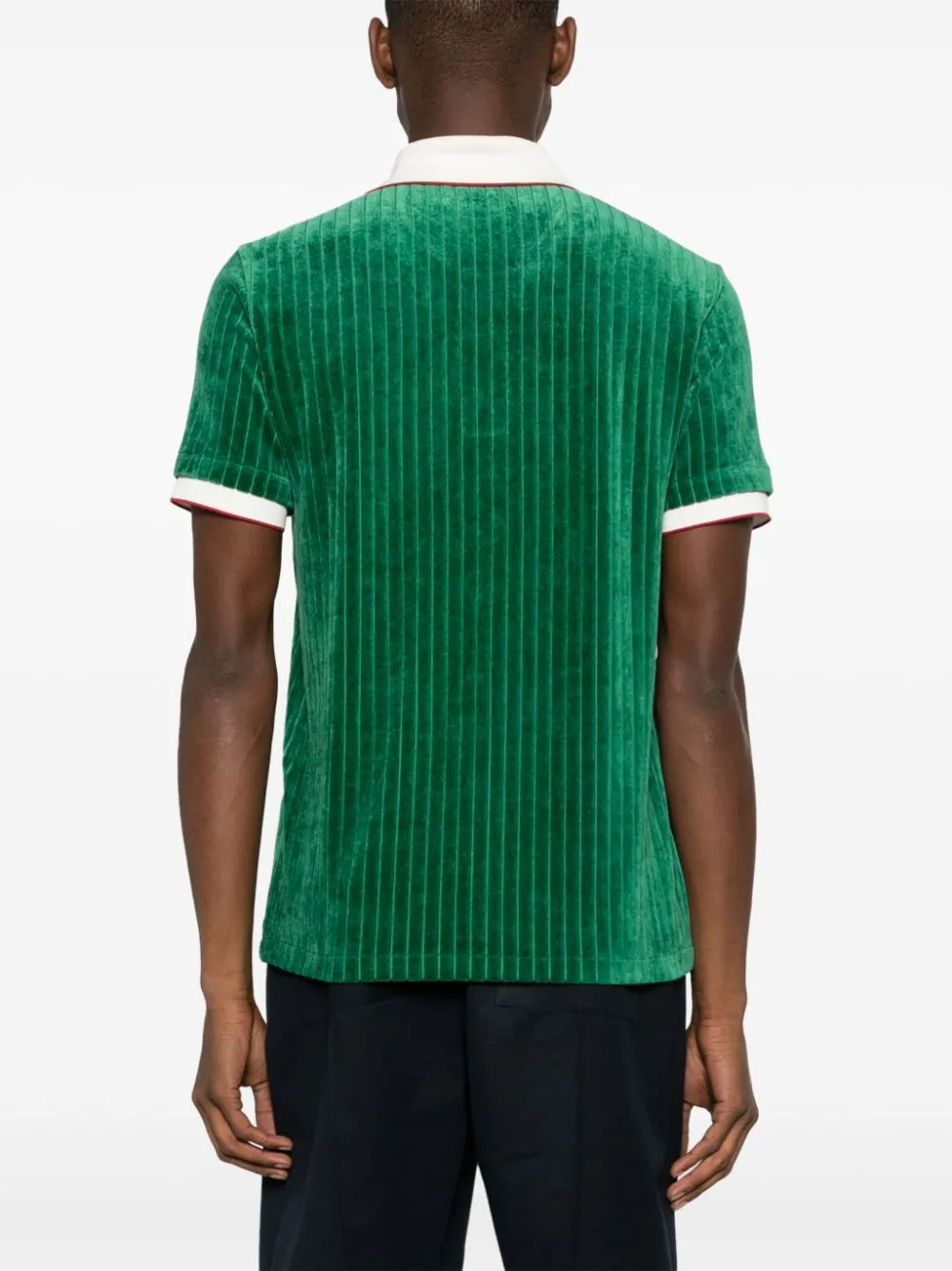 ribbed velvet polo shirt