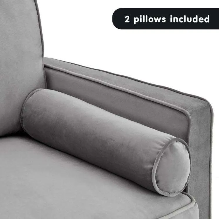 SARANTINO FAUX VELVET SOFA BED COUCH FURNITURE LOUNGE SUITE SEAT GREY
