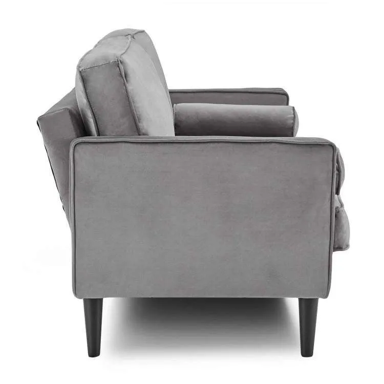 SARANTINO FAUX VELVET SOFA BED COUCH FURNITURE LOUNGE SUITE SEAT GREY