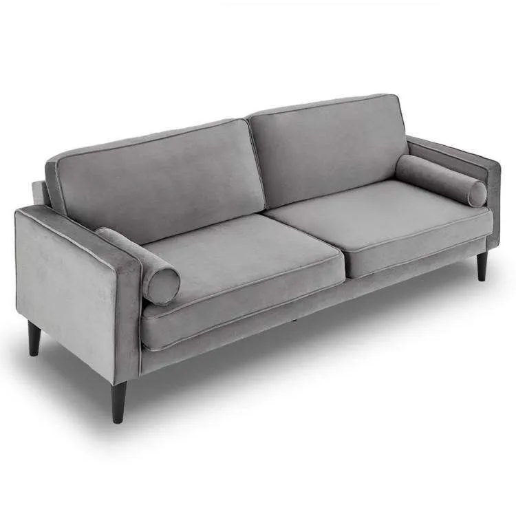 SARANTINO FAUX VELVET SOFA BED COUCH FURNITURE LOUNGE SUITE SEAT GREY