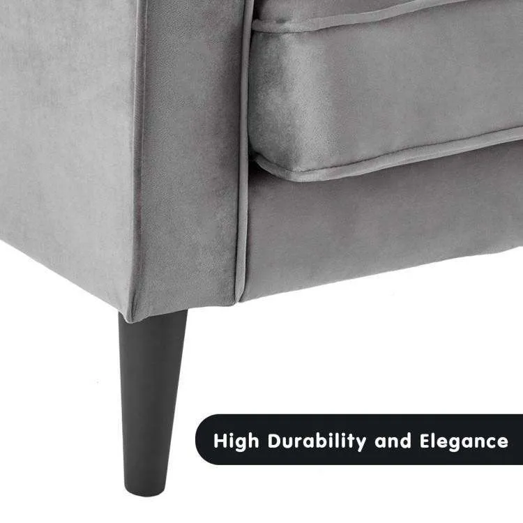 SARANTINO FAUX VELVET SOFA BED COUCH FURNITURE LOUNGE SUITE SEAT GREY