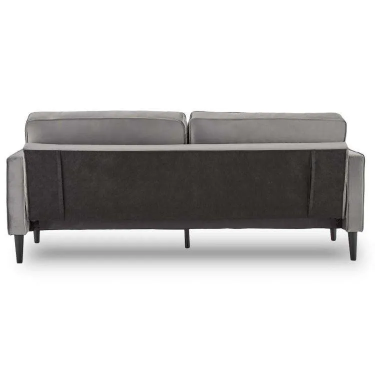 SARANTINO FAUX VELVET SOFA BED COUCH FURNITURE LOUNGE SUITE SEAT GREY