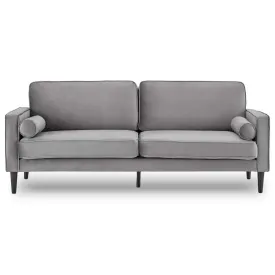 SARANTINO FAUX VELVET SOFA BED COUCH FURNITURE LOUNGE SUITE SEAT GREY