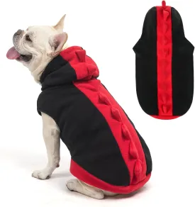 SCENEREAL Dog Dinosaur Costume, Funny Dog Halloween Costume, Dinosaur Dog Apparel for Small Medium Dogs Cats, Warm Fleece Pet Clothes Dog Hoodie for Yorkie Chihuahua Jumpsuit, Black L