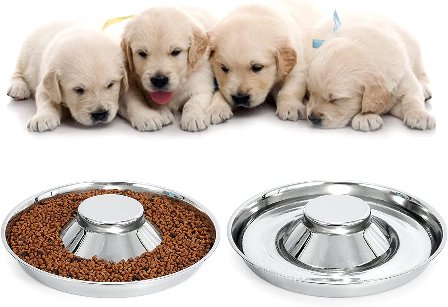 Set of 2 Stainless Steel Dog Bowls