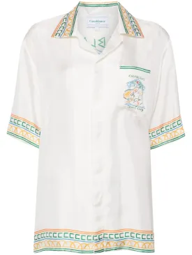 silk monogram-pattern shirt