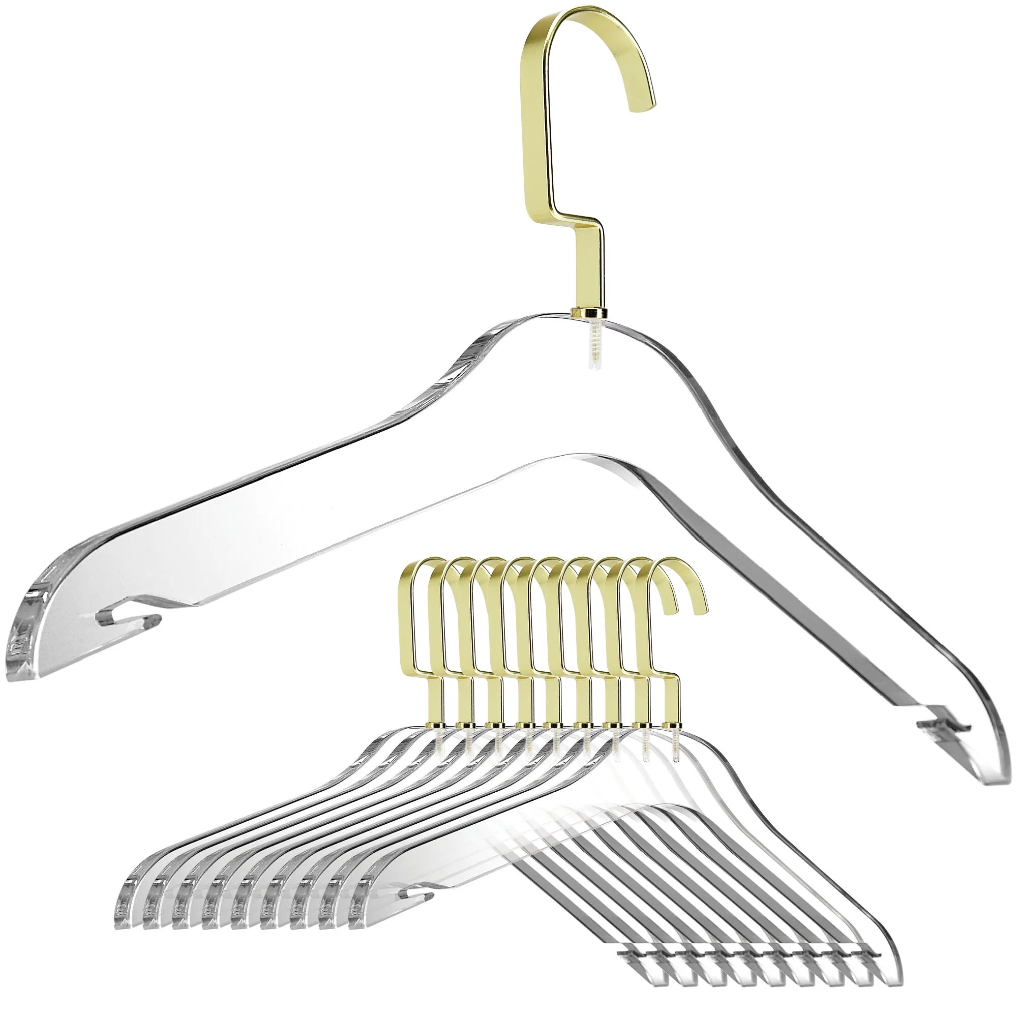 Simply Brilliant Matte Gold Hook Acrylic Hangers - 10 Pack