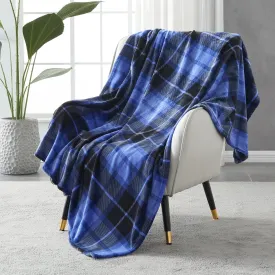 SOCHOW Flannel Fleece Throw Blanket 60 x 80 Inches, All Season Plaid Blue Blanket for Bed, Couch, Car