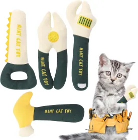 TDTOK Catnip Cat Toys 4 Pack, Soft and Durable Interactive Catnip Filled Kitten Chew Toy, Stress Relief Cat Toys for Indoor Cats Tool Shape