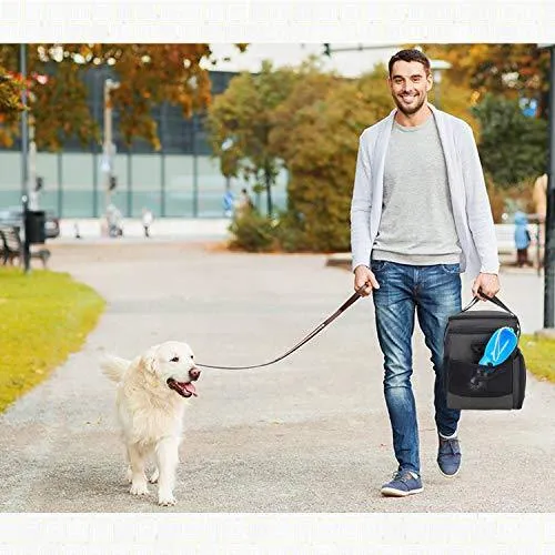 Teamoy Double Layer Dog Travel Bag with 2 Silicone Collapsible Bowls, 2 Food Carriers, 1 Water-Resistant Placemat, Pet Supplies Weekend Tote Organizer(Large, Black)