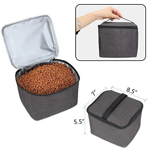 Teamoy Double Layer Dog Travel Bag with 2 Silicone Collapsible Bowls, 2 Food Carriers, 1 Water-Resistant Placemat, Pet Supplies Weekend Tote Organizer(Large, Black)