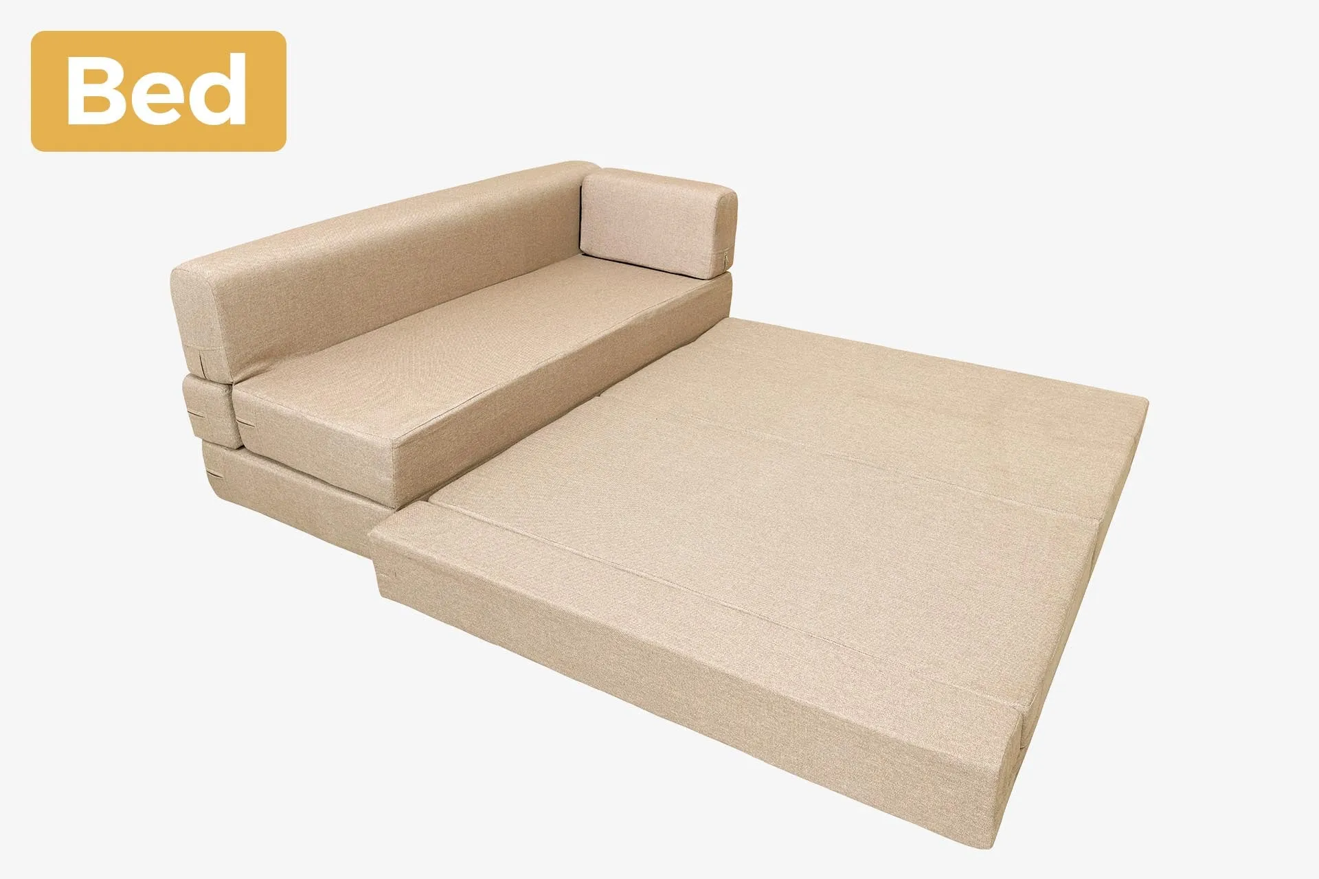 Uberlyfe L Shaped Sofa Bed, Beige | 5 Seater | 5 Red Medallion Cushion (Copy)