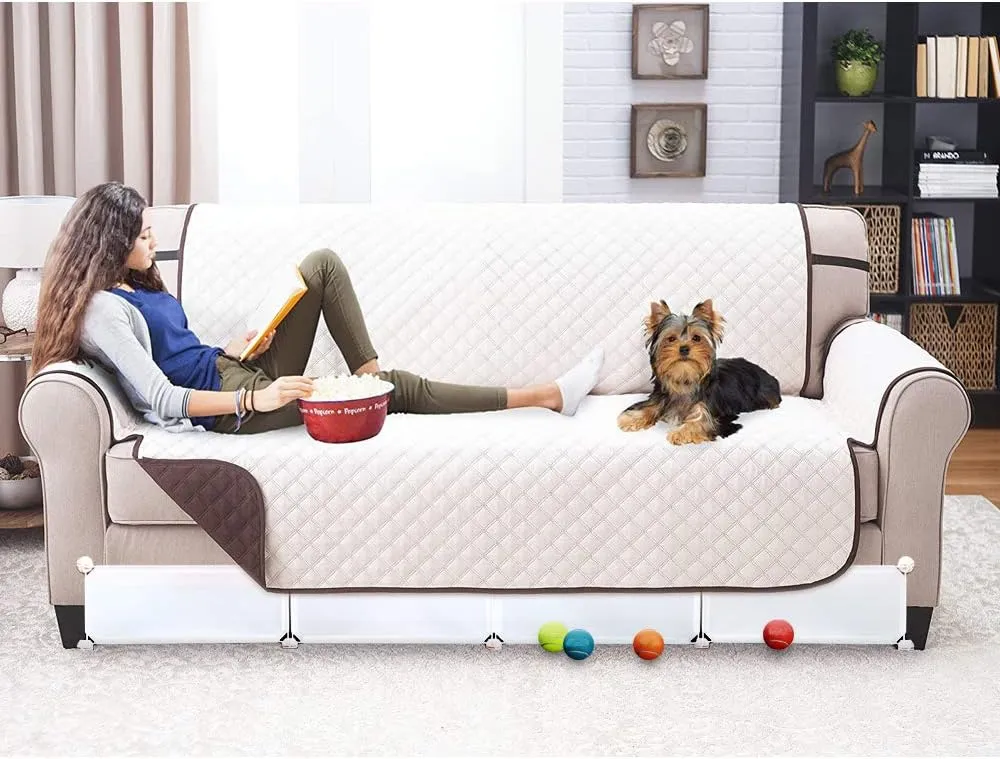 Under Bed Blocker for Pets, Gap Bumper for Under Bed, Stop Things Going Under Bed or Sofa Couch, Toys Blocker for Cats Dogs, Easy to Install, Total 7" Height 90" Length, White