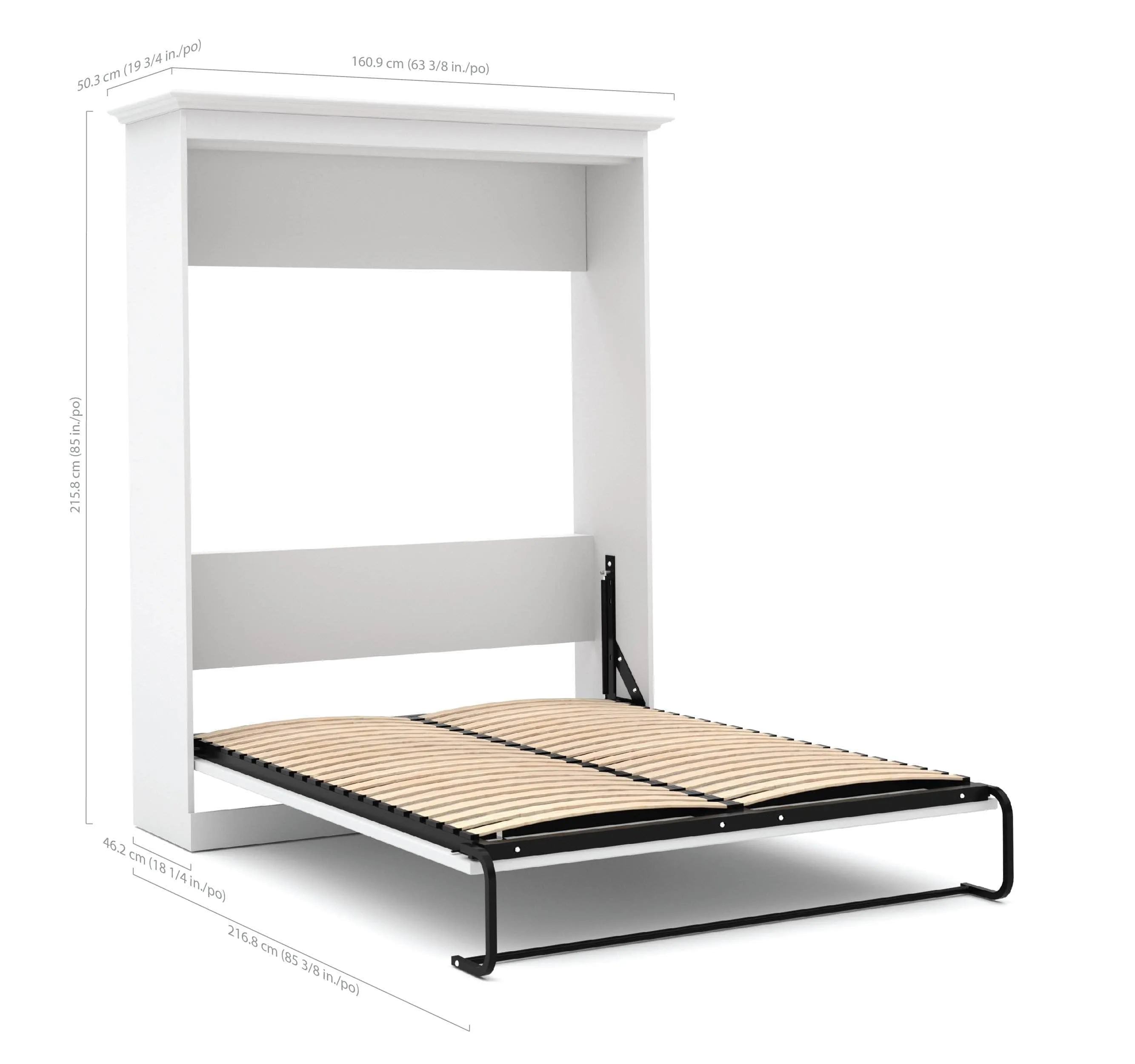 Versatile Full Murphy Wall Bed, a Storage Unit and a Sofa (84“) - White