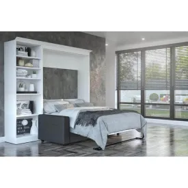 Versatile Full Murphy Wall Bed, a Storage Unit and a Sofa (84“) - White
