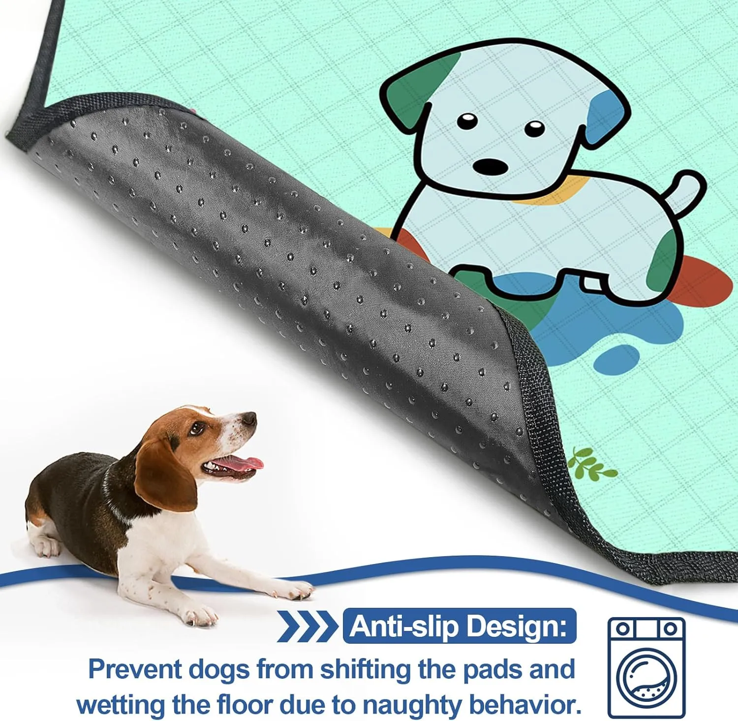 Washable Pee Pads for Dogs,2 Pack Reusable Puppy Pads,Absorbent & Leak-Proof Dog Potty Training Pads, Non Slip Training Mats Suitable for Puppy Potty,Rabbit Pen ,Guinea Pig Enclosure (Blue,M:34:30")