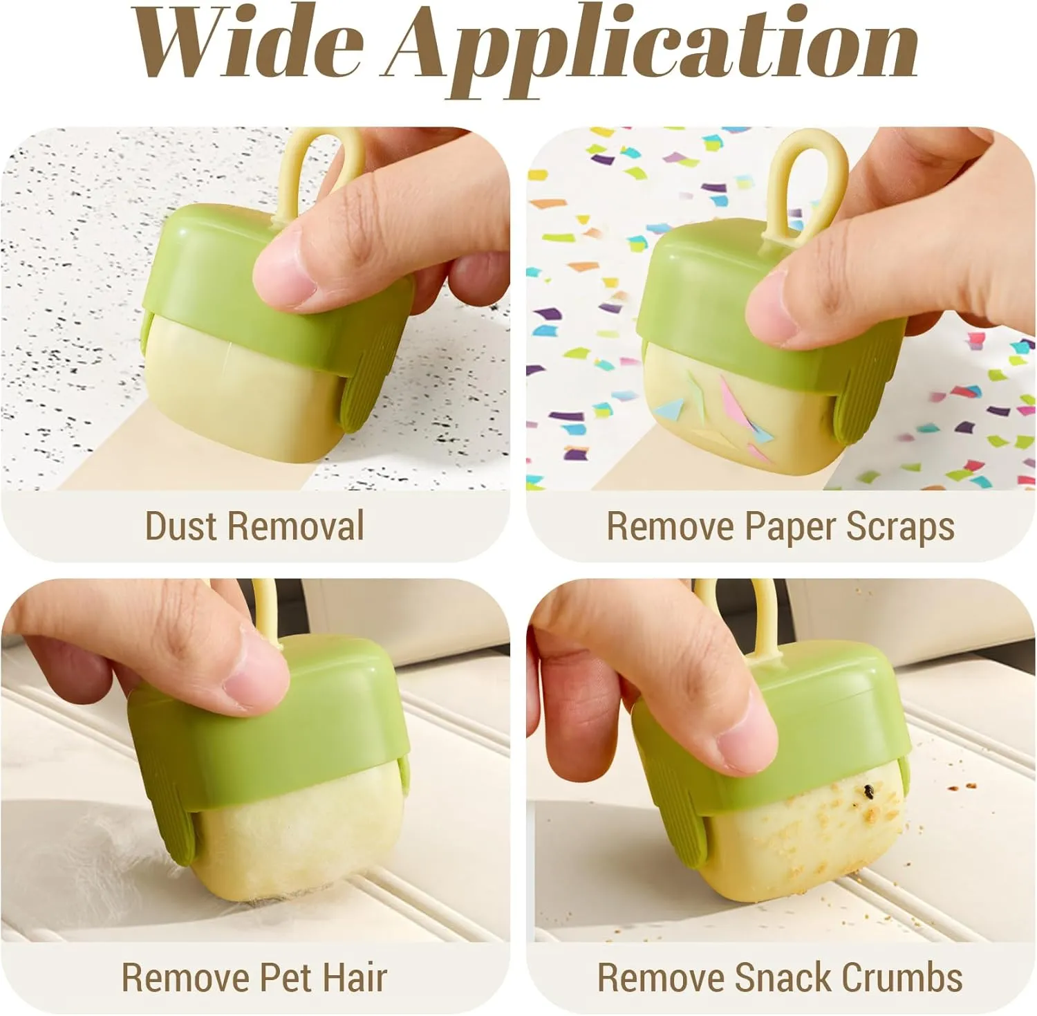 Washable Reusable Lint Roller,Mini Lint Rollers,Portable Pet Hair Remover for Clothes, Furniture & Car Seats (2, Green Beige)
