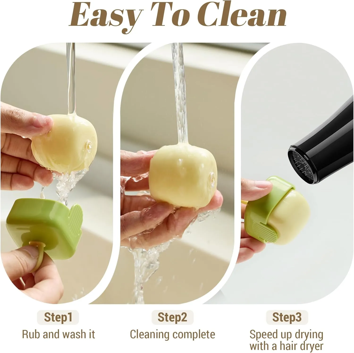 Washable Reusable Lint Roller,Mini Lint Rollers,Portable Pet Hair Remover for Clothes, Furniture & Car Seats (2, Green Beige)