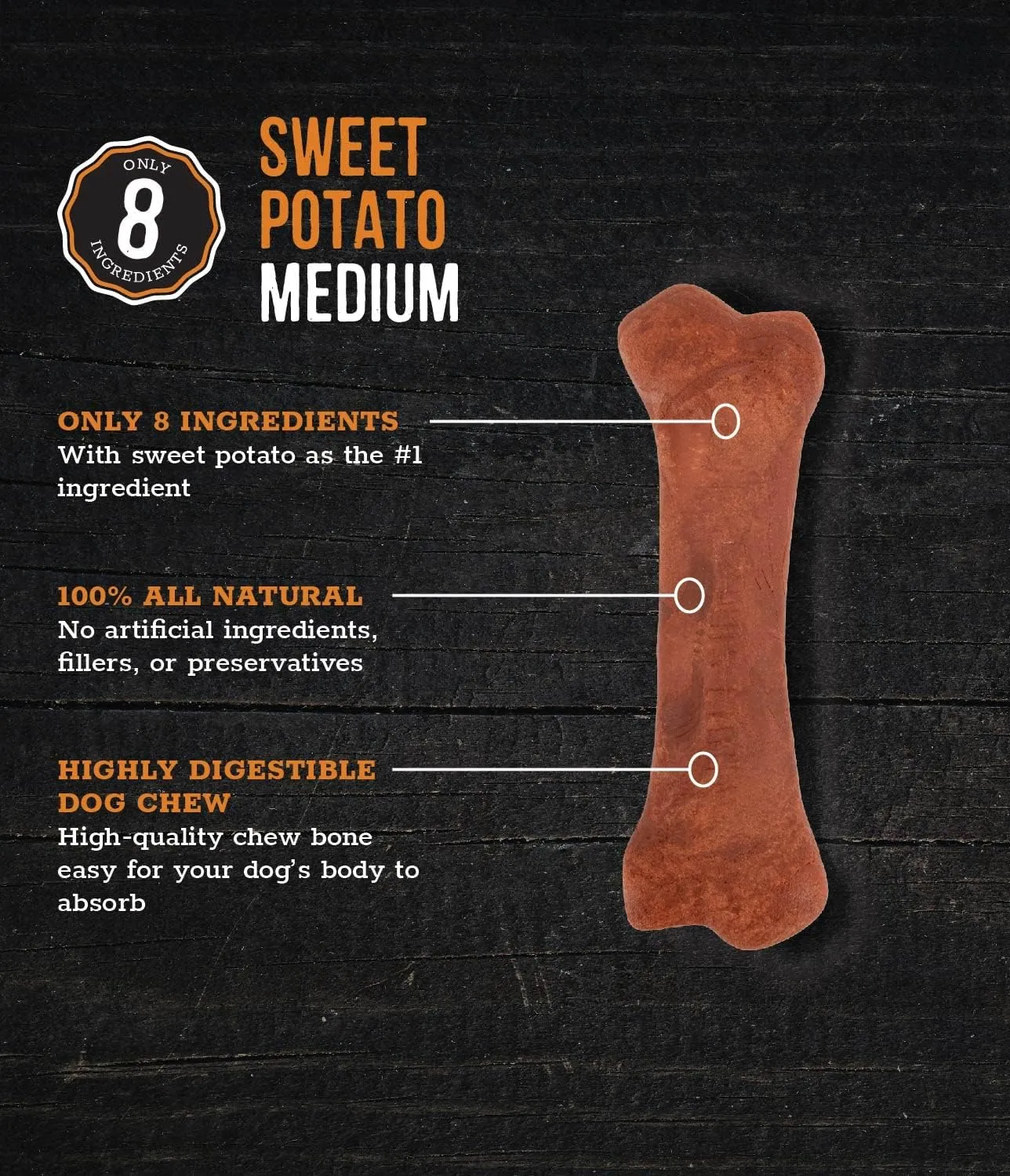 Wholesome Pride Natural & Healthy Sweet Potato Highly Digestible Dog Chews, Medium - 2 Pack